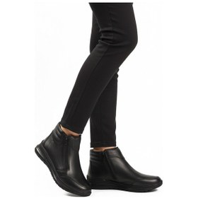 Resim Siyah Hakiki Deri Fermuarlı Kaymaz Taban Kadın Bot 2004 Z Siyah 