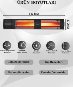 Resim Hottable Supreme Plus 3000 W Su Geçirmez Uzaktan Kumandalı Isı Kademeli Infrared Dış Ortam Isıtıcı 