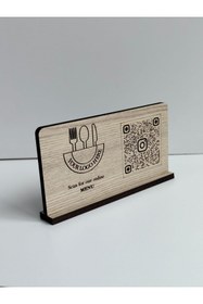 Resim HARPİES IBAN Standı| Hesap Bilgileri Karekod Stant|QR Kod Ödeme Ahşap Masaüstü Çerçeve|Menü Standı|MK5004 