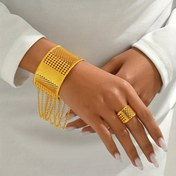 Resim 1 Set Vintage Lüks 18K Altın Kaplama Boş Mücevher, Şık Orta Doğu Ramazan Kolye ve Yüzük Kombosu, Alaşım, Düğünler, Yemekler ve Günlük Giyim için 