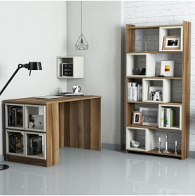 Resim Variant Mobilya Box Çalışma Masası Ve Kitaplık Takımı - Ceviz / Krem 