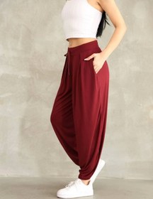 Resim Tam12den Home Osy Modal Yumuşak Dokulu Kumaş Şalvar Pantalon-Bordo 