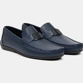Resim Desa Erkek Lacivert Metal Detaylı Deri Loafer 