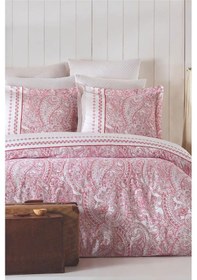 Resim Çift Kişilik Nevresim Takımı Pamuklu Vintage Pembe Paisley Pembe 