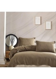 Resim Jakarlı Müslin Yatak Örtüsü Çift Kişilik Costa Vizon 