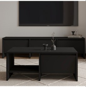 Resim Laris Üçlü Set Tv Sehpası, Konsol Ve Orta Sehpa İle Modern Yaşam Alanları İçin Takım Siyah 