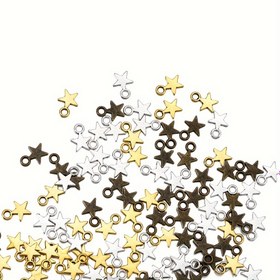 Resim 50 Adet Demir Yıldız Boşluklu Kolye Ucu, DIY Takı Yapımı için Mini Pendant, Yaşlılar İçin Hediye, Ramazan Hediyesi 