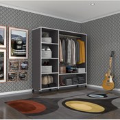 Resim Kenzlife giysi dolabı mükremin 150*150*40 gri gardırop tekerlekli 