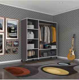 Resim Kenzlife giysi dolabı mükremin 150*150*40 gri gardırop tekerlekli 