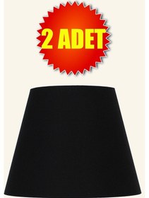 Resim Siyah Konik Başlık Kumaş Lambader Şapka 2 Adet Çap 35 Cm Lb832 