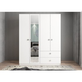 Resim Point 4 Kapaklı Gardırop Dolap Beyaz 