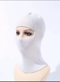 Resim Kışlık Kar Maske Dokuma Triko Bere - Beyaz 