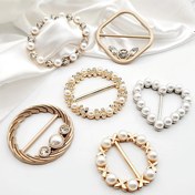 Resim 6 adet Zarif Taş ve Sahte İnci Dekoratif DIY Tokalar - Vintage Esintili Geometrik Alüminyum Alaşımlı Düğmeler, Nakış, Korse ve El Sanatları Projeleri için, Nakış Aksesuarları | Vintage Esintili Tasarım | Alüminyum Alaşımlı Tokalar 