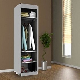 Resim Reyo Prado Slim Fit Varyant Çelik Profilli Bez Dolap Gri 