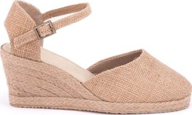 Resim Star Tombis Gerçek Elişi Hasır Rengi Topuğu Açık Keten Espadril Dolgu Topuk Handmade 