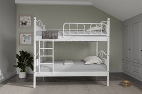 Resim Argimo Zümrüt Genç Çocuk Odası Beyaz Metal Ranza ve Karyola - 90x190 