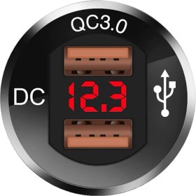 Resim Ally Qc 3.0 Motosiklet Araba Dual USB Şarj Soket LED Voltmetre Pa 