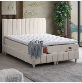 Resim Narva Tek Kişilik Baza Başlık Real Pedli Yatak Seti Krem 100 x 200 