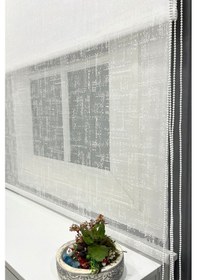 Resim Stor Perde Çift Mekanizmalı Örme Tül Stor & Mat Beyaz Stor Perde % 80 Işıgı Kesme Özelliği 