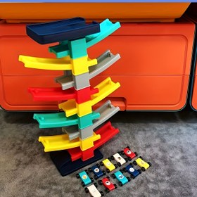 Resim Beş/On Katlı Park Yolu Makarası Seti, Dört/On Arabalı, Kolay Kurulumlu, El ve Ayak Koordinasyonu Geliştirici, Doğum Günü Hediyesi İçin Uygun 