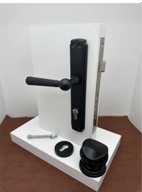 Resim Osmanlı Mat Siyah Çelik Kapı Kolu Sol Basar + Tokmak Ve Alt Rozeti Kilit Hariçtir 