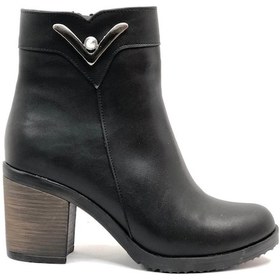 Resim Mehtap Bilek V Toka Detaylı Topuklu Kadın Bot Siyah 