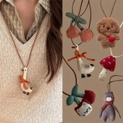 Resim 1pc Yaratıcı Karikatür Şirin Sweater Zincir Kolye, Benzersiz Tatlı Cool Çok Yönlü Polyester Aksesuar Moda Meraklıları İçin 