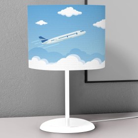 Resim instababyrooms Uçak ve Bulut Desenli Çocuk Odası Dijital Baskılı Çocuk Odası Masaüstü Abajur Avize 
