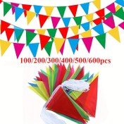 Resim 100/200/300/400/500 adet Çok Renkli Flama Bayraklar - Naylon Kumaş Dekorasyon, Açılış Karnevalı Süslemesi, İlgi Temalı Şenlik Partisi Beziği ve Sınık Odası, 1 Ekim Cadılar Baba'si Noel Tema Afişleri, 1. Yaş ile Mutlu Yeni Dojum Günü Bezeler 