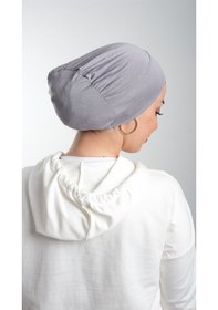 Resim Hürrem Bone Gri Pratik Hazır Geçmeli Tesettür Bone Viskon Kumaş Sade 3003_15 Gri 