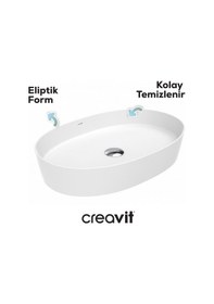 Resim Creavit Loop Oval Çanak Lavabo 40x60 Cm Beyaz Lp160-00cb00e-0000 