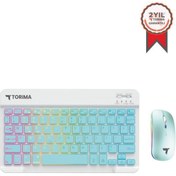 Resim Torima TMK-09 Mavi Şarj Edilebilir RGB Işıklı Kablosuz Klavye Mouse Seti 