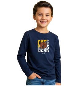 Resim Panios Kids Düz Yuvarlak Yaka Cutte Bear Baskı Detaylı Erkek Çocuk Sweatshirt Lacivert 