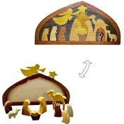 Resim Tenfowee Ahşap İsa Doğuşu Puzzle Dekorasyon, Ev Dekoru Ve Zeka Geliştirici Oyun, 20x9cm 