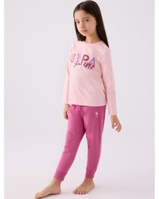 Resim U.s. Polo Assn. 1970 Since 1890 Kız Çocuk Pembe Uzun Kol Pijama Takım Pembe 