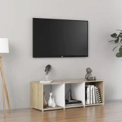 Resim T Designo Tdesıgno Nur Kitaplık- Televizyon Sehpası - Ünitesi -Meşe Beyaz 3 Raflı 30 cm 