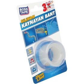 Resim Boss Tape Silikon Kaynayan Kendi Üzerine Yapışan Suya Dayanıklı En:25mm Boy:1,5mt Şeffaf 