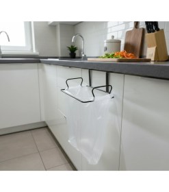 Resim ALMITAL Dolap Kapağına Asılabilen Antrasit Çöp Poşet Tutucu, Çöp Poşeti Askısı, Organizer 