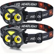 Resim 1/2 Adet 4 Modlu LED Baş Lambası, COB Baş Lambası, Pille Çalışan Hafif El Feneri - Kamp, Doğum Günü, Cadılar Bayramı, Yılbaşı İçin İdeal Hediye 