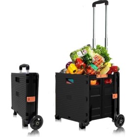 Resim Misda Store Portatif Pazar ve Market Alışveriş Arabası (Siyah) 