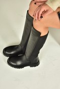 Resim Fox Shoes V555654803 Siyah Hakiki Deri Arkası Lastikli Düz Tabanlı Binici Çizme 