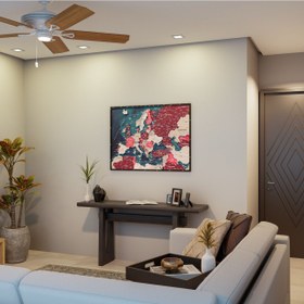 Resim Avrupa Siyasi Haritası Renkli Katmanlı 3D Baskı Ahşap Duvar Dekoru (Crimson) - 100x75 cm / İngilizce 