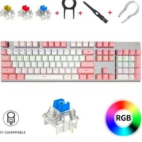 Resim K660 Türkçe Mekanik Oyun Klavyesi, Mavi Switch-rainbow Rgb Aydınlatmalı Hot-swap 