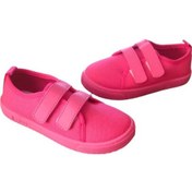 Resim Kaydırmaz Taban Kız Çocuk Anaokulu Ev Kreş Keten Panduf Fuşya 