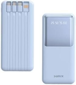 Resim Sunix 12000 Mah Dijital Göstergeli Dahili Çoklu Kablolu Taşınabilir Powerbank Mavi PB-49 