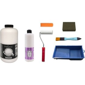 Resim Cadence 2 Litre Antik Beyaz Boya 500Ml Parlak Vernik Set 