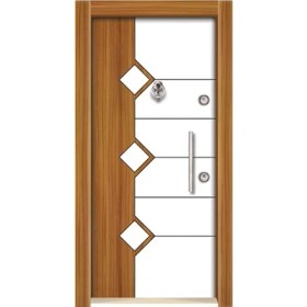Resim Tezwood 3555 Ahşap Kaplama Çelik Kapı, Kaplama Daire Kapısı 
