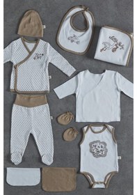 Resim Veropukahome Ecocotton It Is A Boy Erkek Bebek Hastane Çıkışı 10'Lu Set Kahve-0-3 Ay Kahverengi 