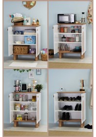 Resim Nora Bohem 2 Kapaklı 3 Raflı Ayakkabılık - Kahve Köşesi - Kiler D 