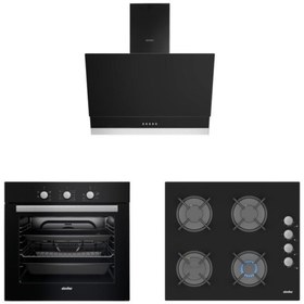 Resim Simfer Ekonomik Siyah Cam Ankastre Set (7336 Fırın+3500 Ocak+9603 Davlumbaz 
